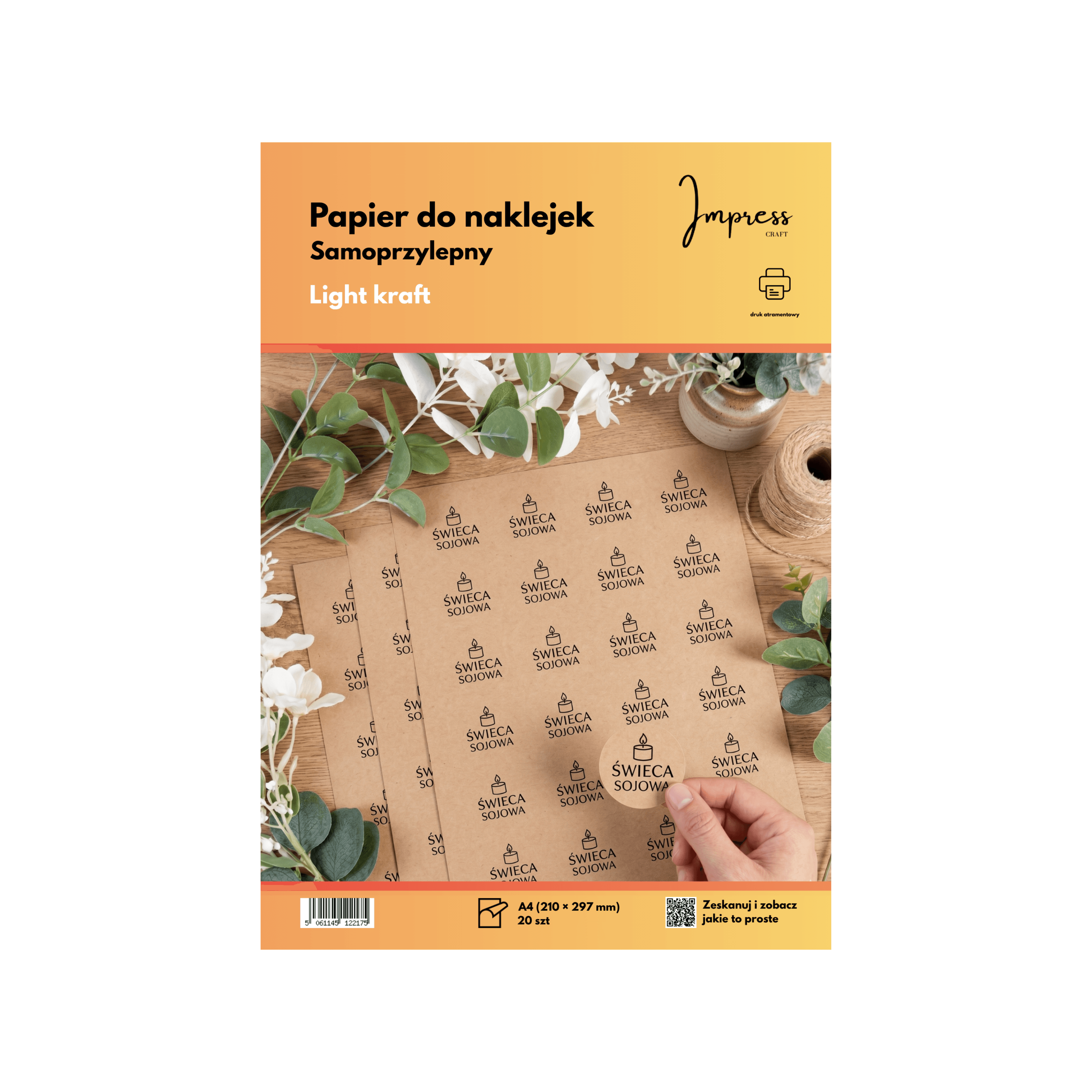 Papier do naklejek - light kraft - Impress Craft